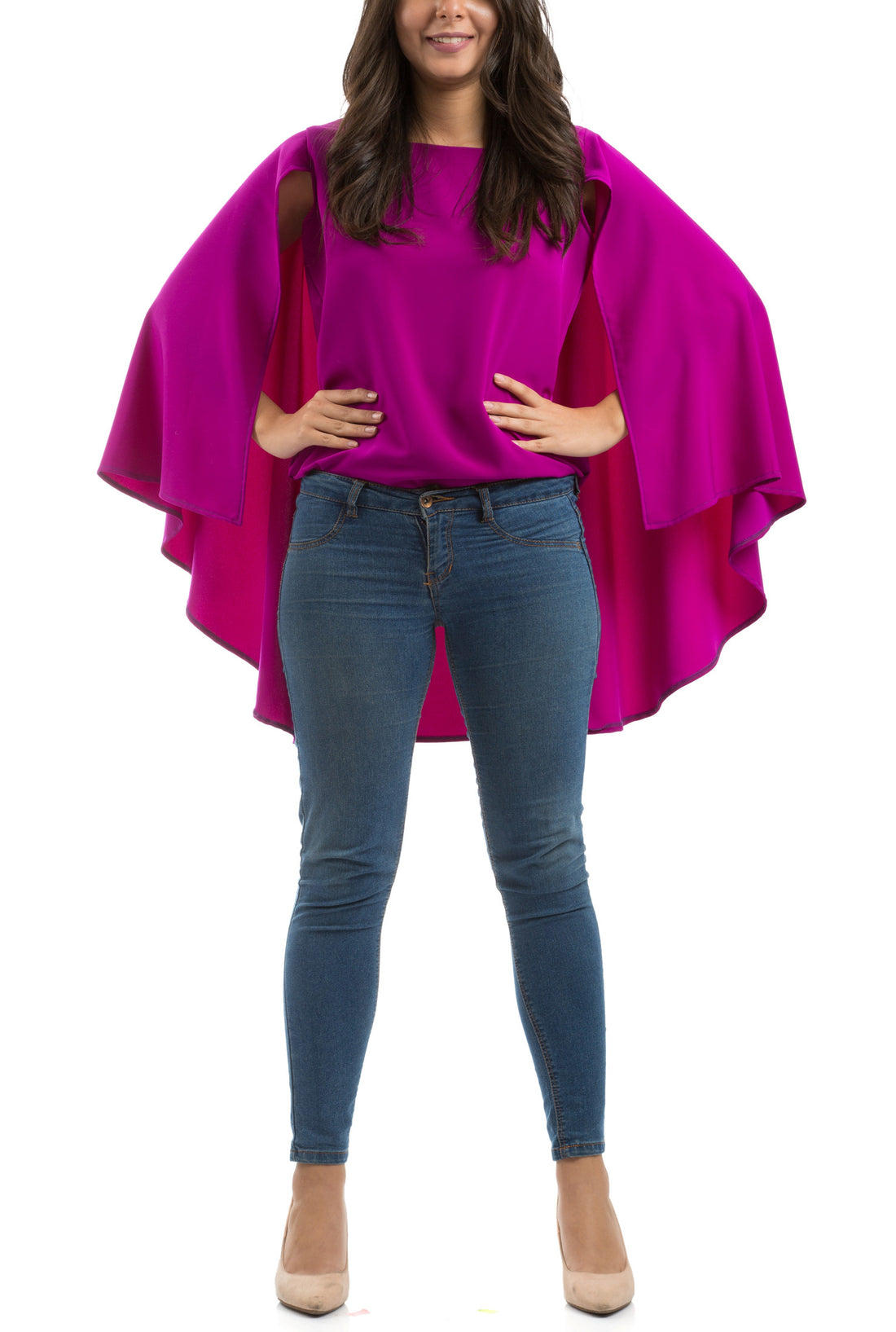 Super-Cape Blouse - Fuchsia
