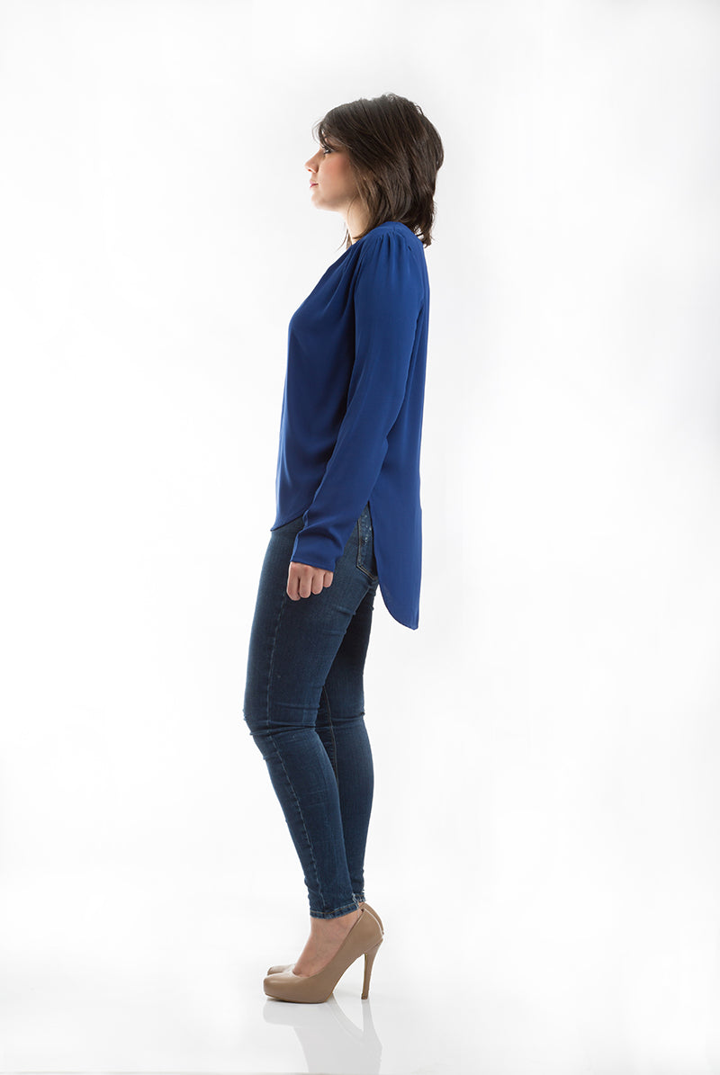 Box Pleat Blouse - Blue