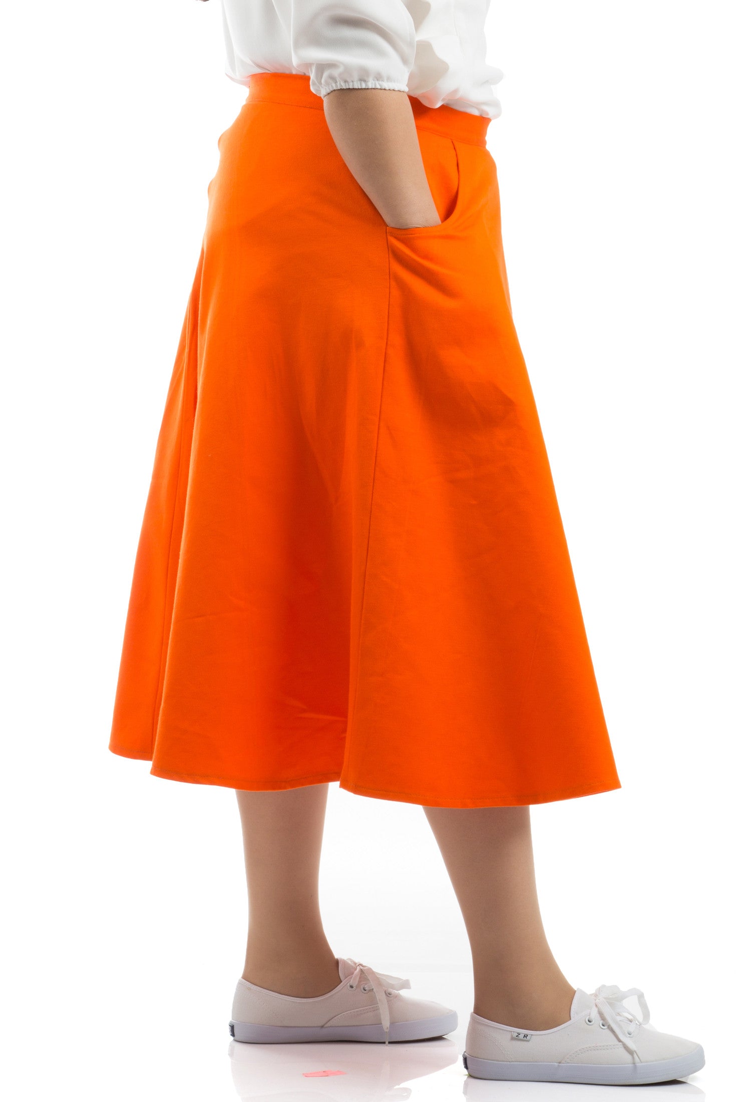 Cozy Denim Skirt - Orange