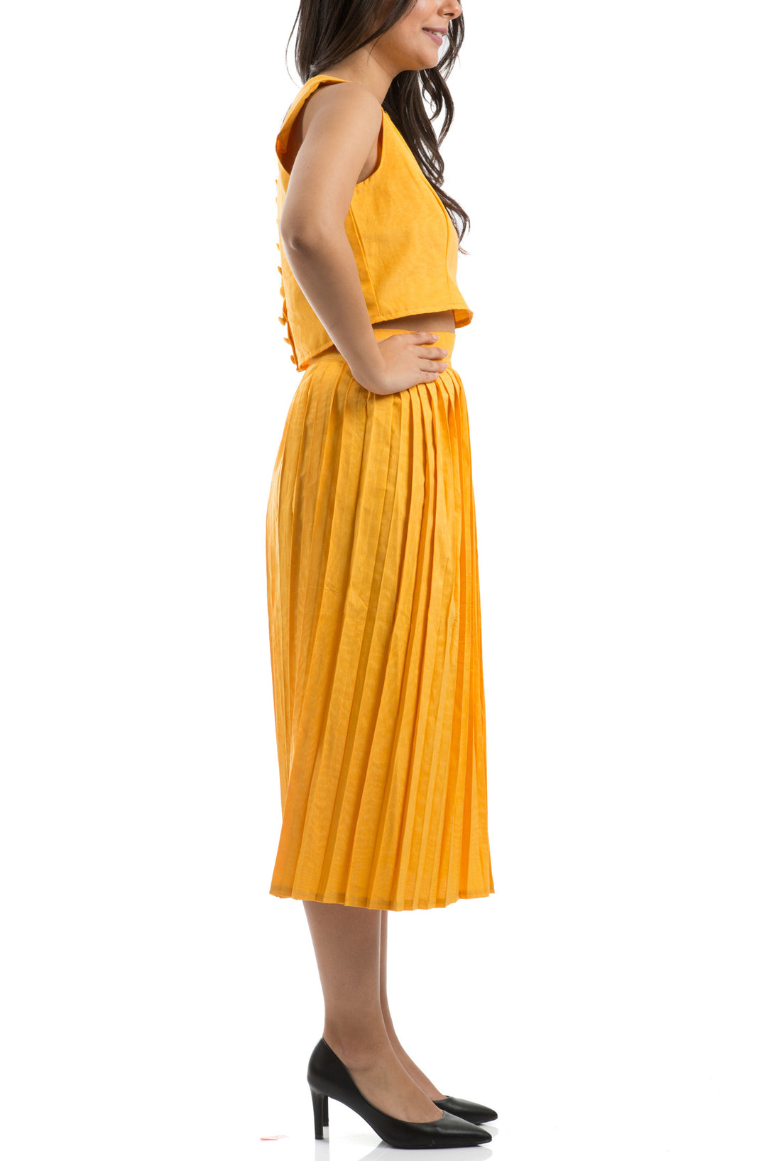 Midi Two Pieces Dress - Yellow