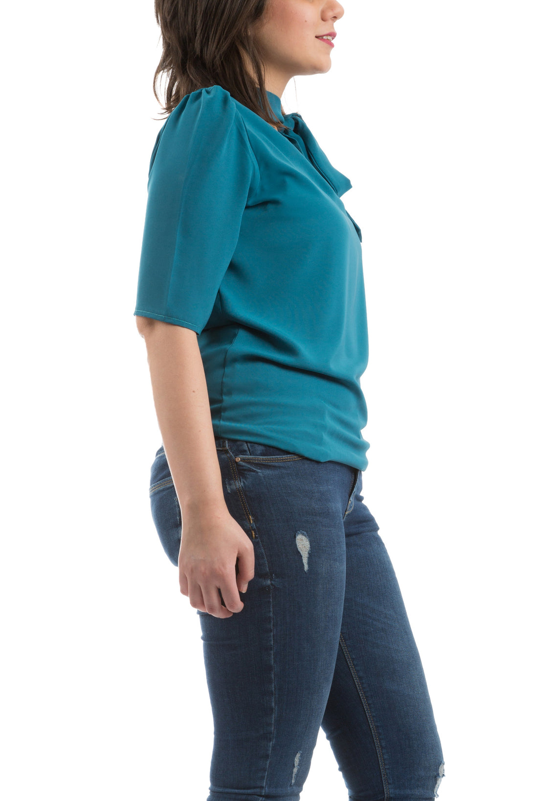 Necktie Blouse - Turquoise