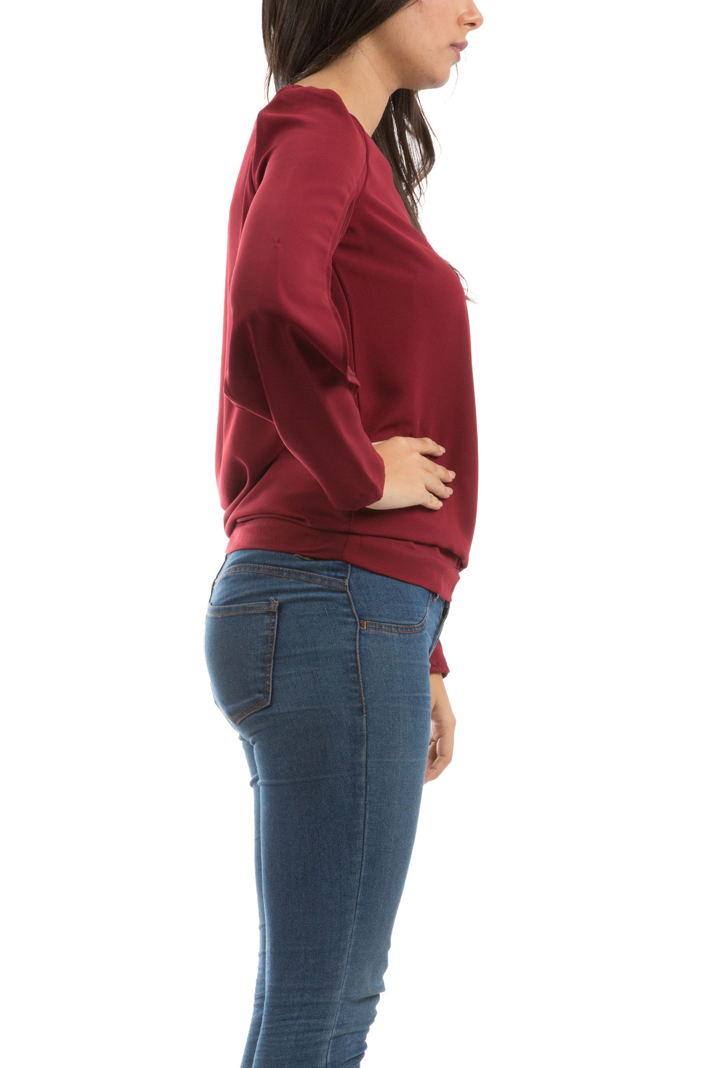 Waist Tie Blouse - Maroon