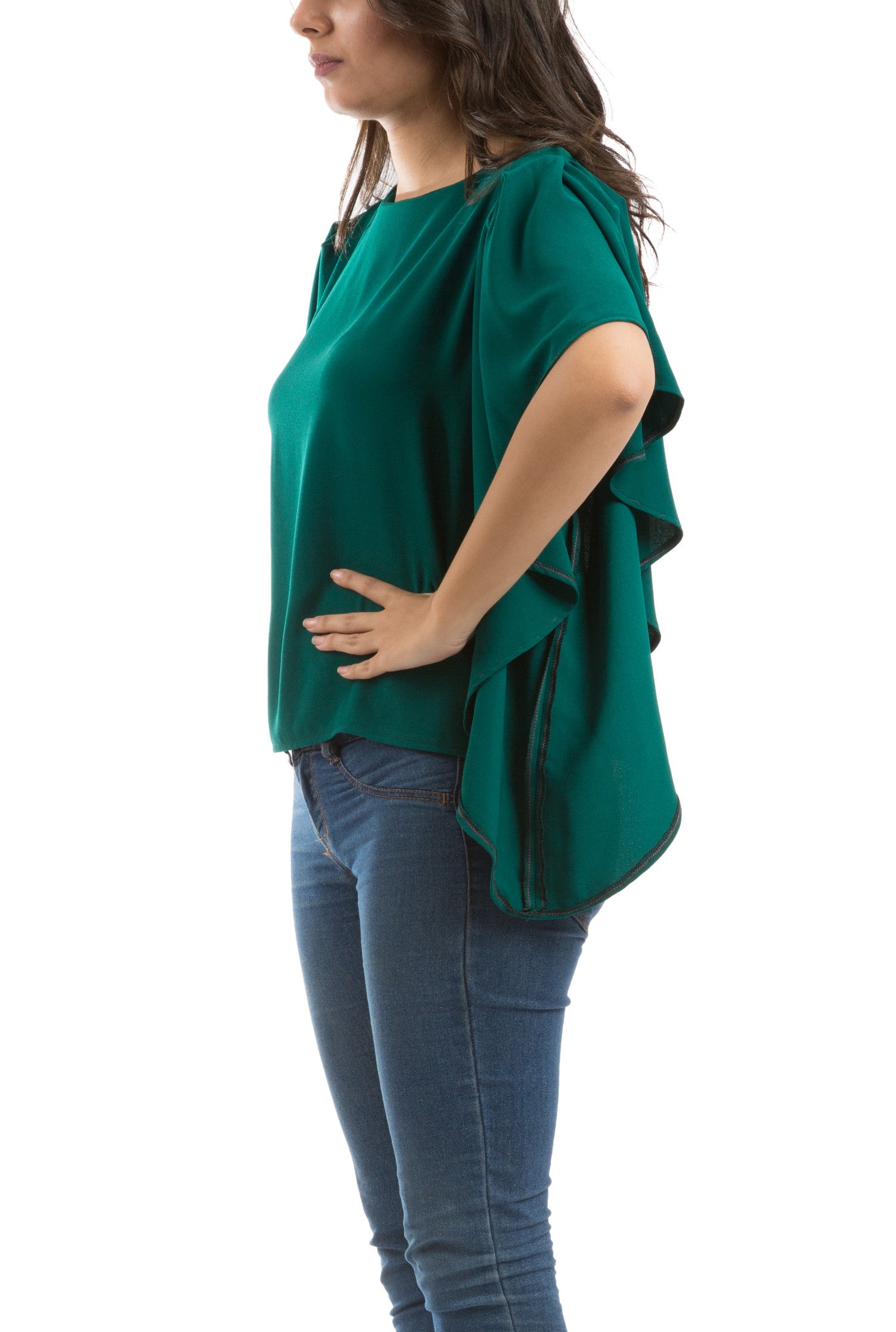 Butterfly Sleeves Blouse - Green