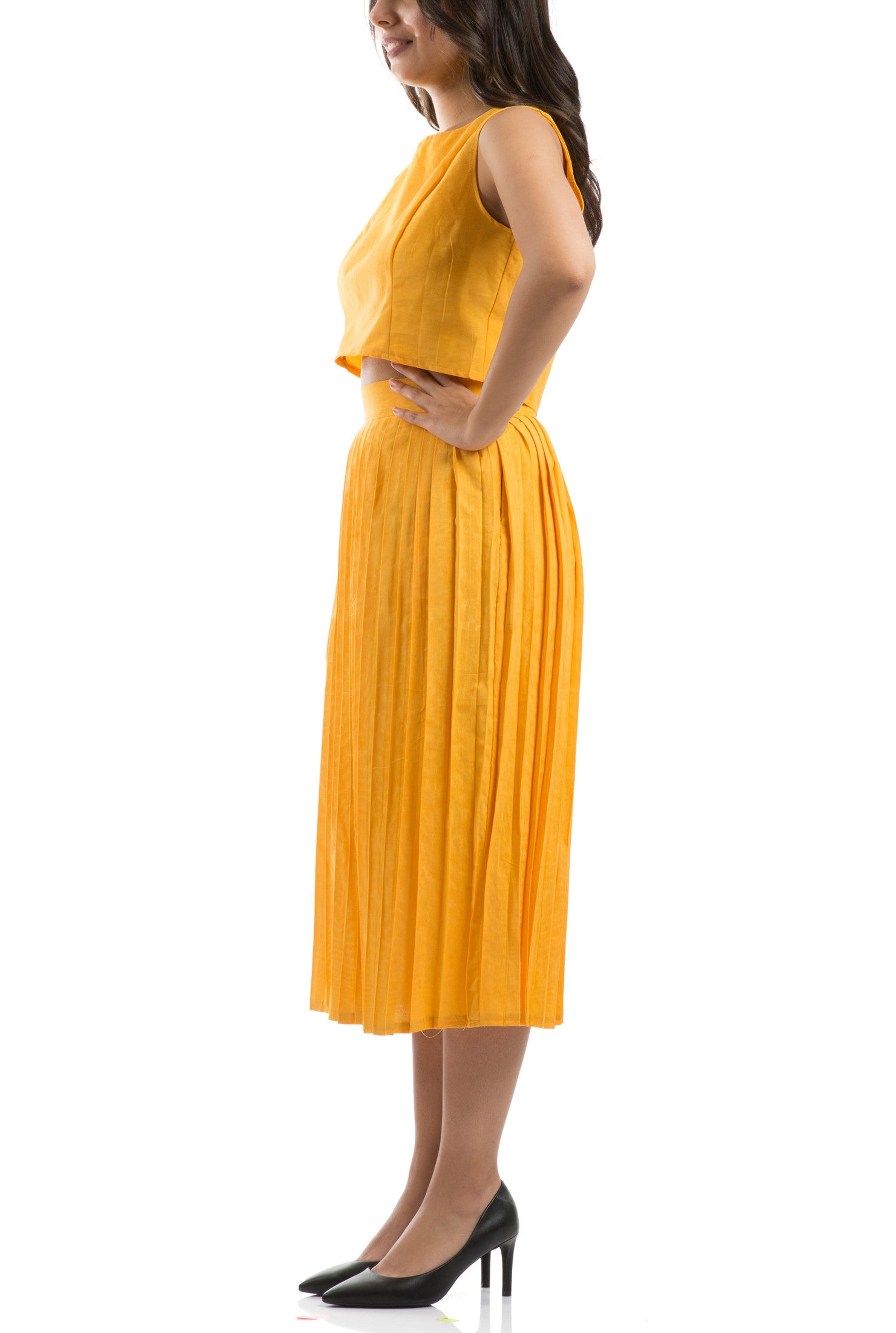 Midi Two Pieces Dress - Yellow