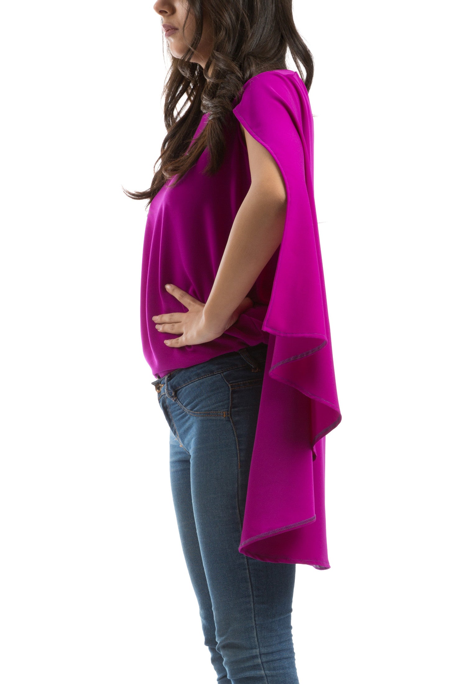 Super-Cape Blouse - Fuchsia