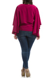 Butterfly Sleeves Blouse - Fuchsia