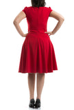 Flared Knee Length Dress - Red