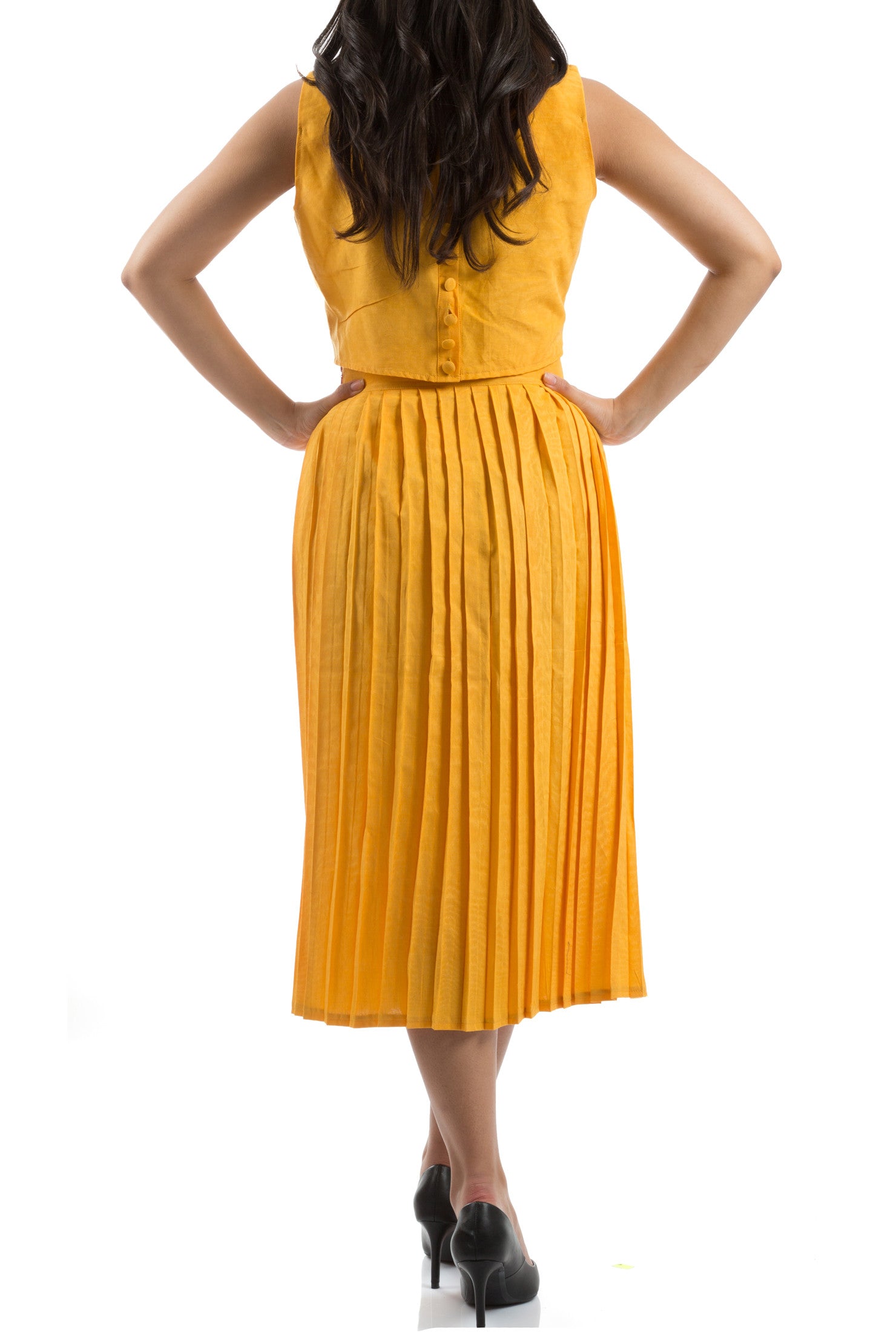 Midi Two Pieces Dress - Yellow