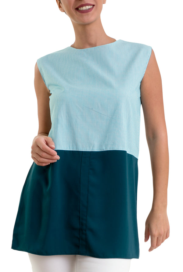Buttonless Chemise -Sleeveless- Blue