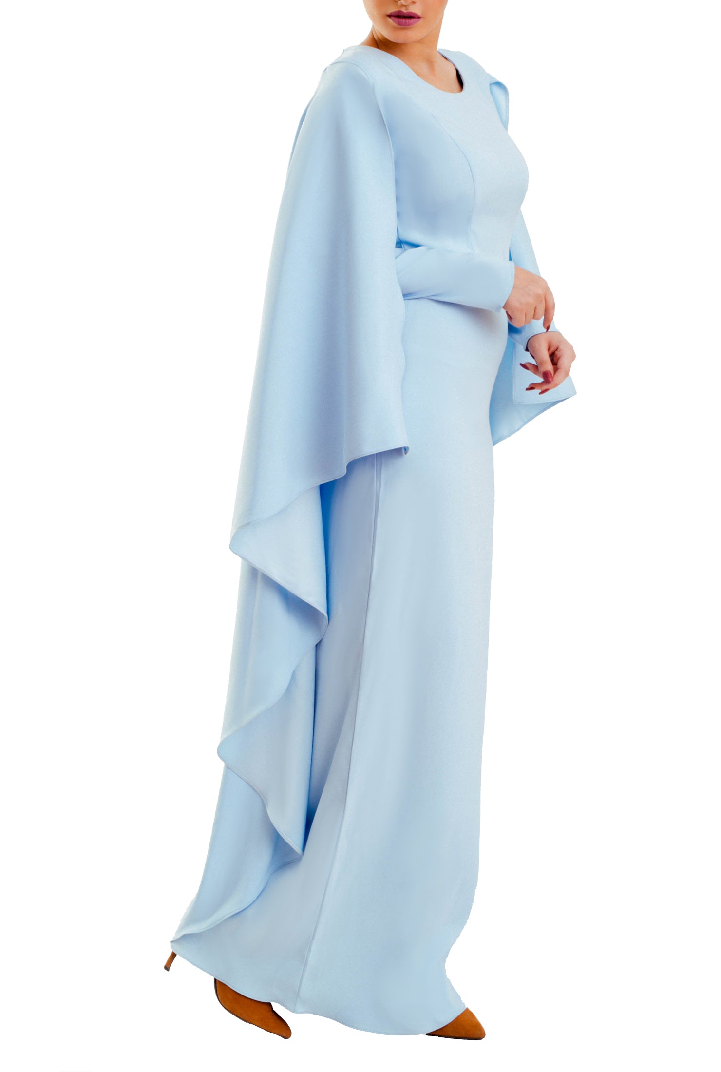 The Cape Dress - Baby Blue Rafeya Fashion The Cape Dress - Baby Blue Rafeya Fashion