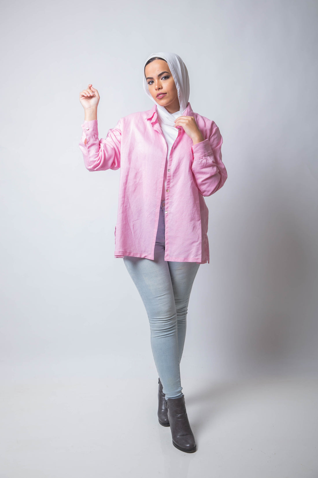 The Rosa Basic Linen Chemise - Pink