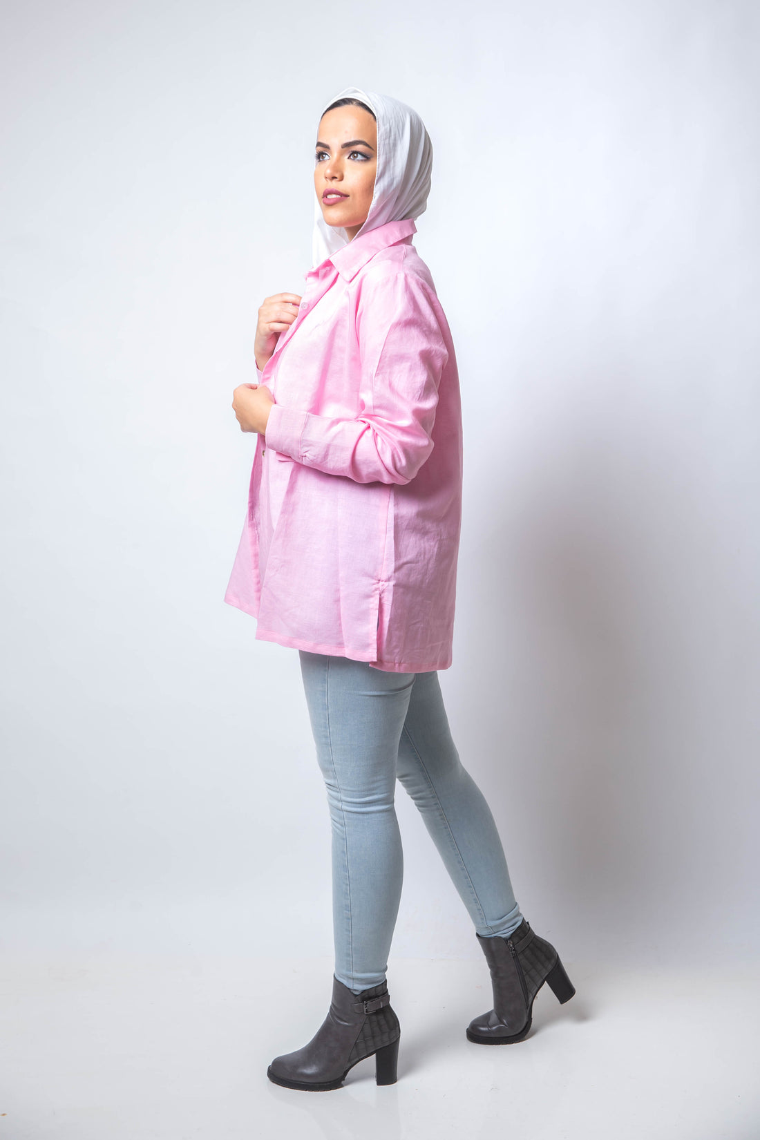 The Rosa Basic Linen Chemise - Pink