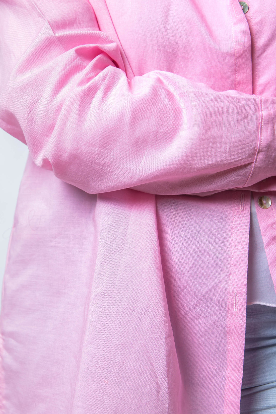 The Rosa Basic Linen Chemise - Pink