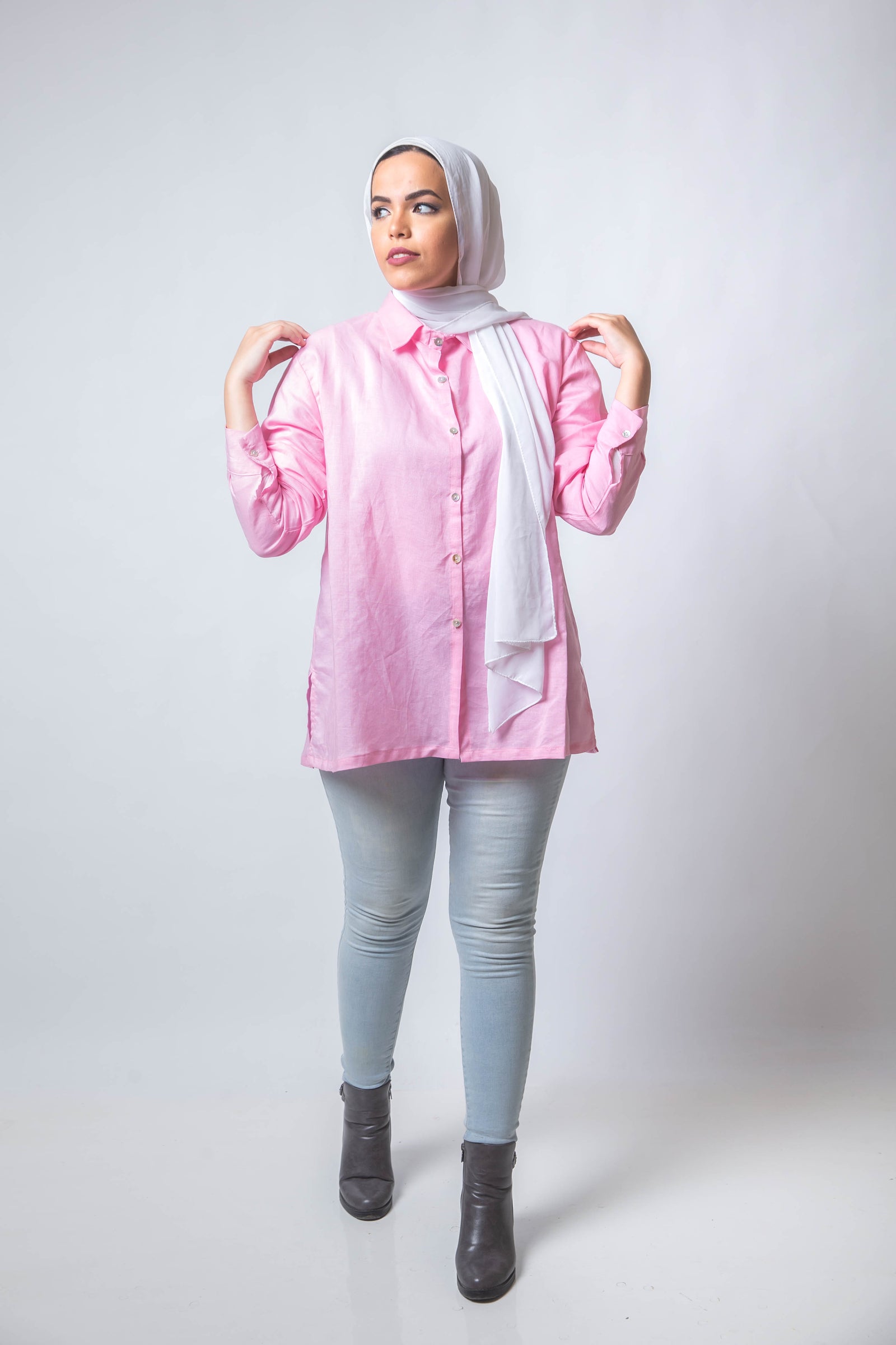 The Rosa Basic Linen Chemise - Pink