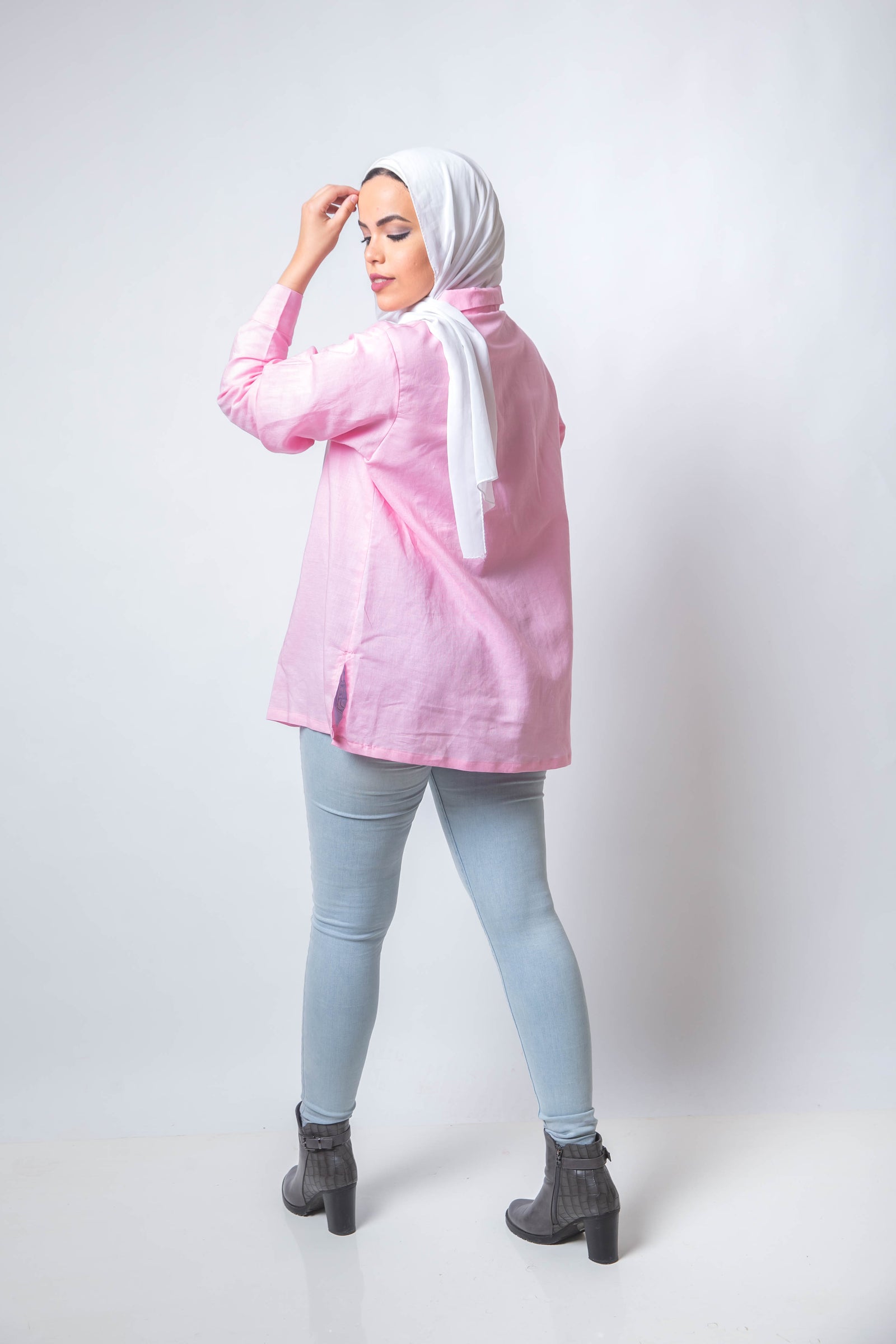 The Rosa Basic Linen Chemise - Pink