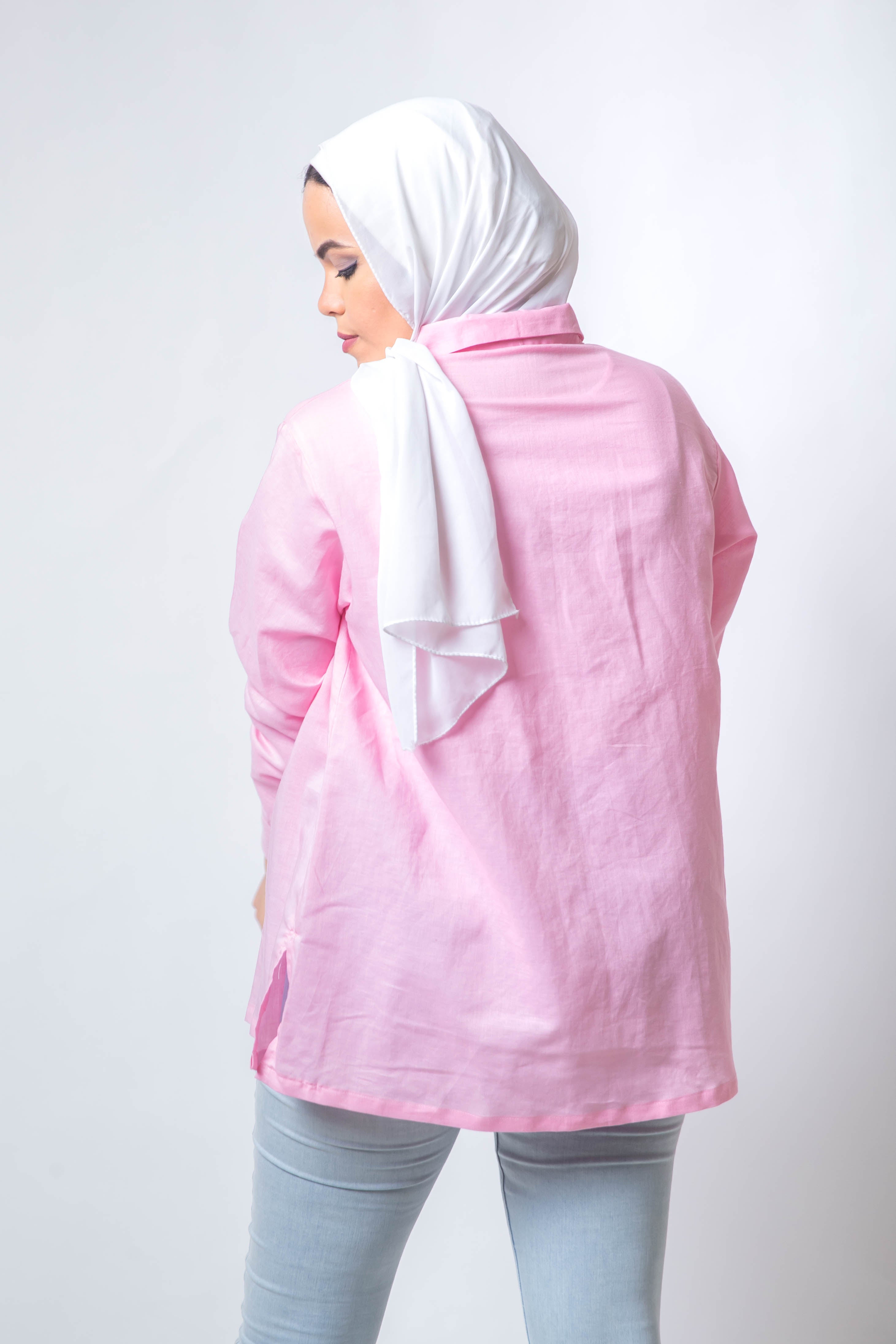 The Rosa Basic Linen Chemise - Pink