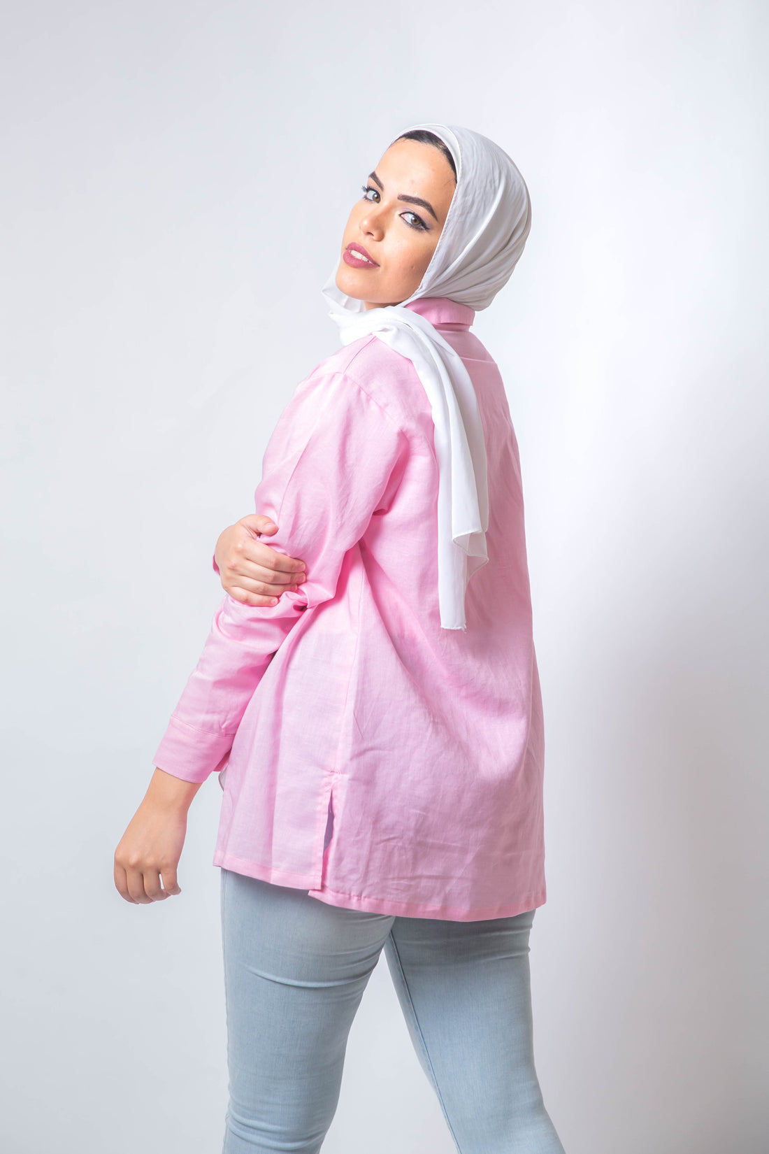 The Rosa Basic Linen Chemise - Pink