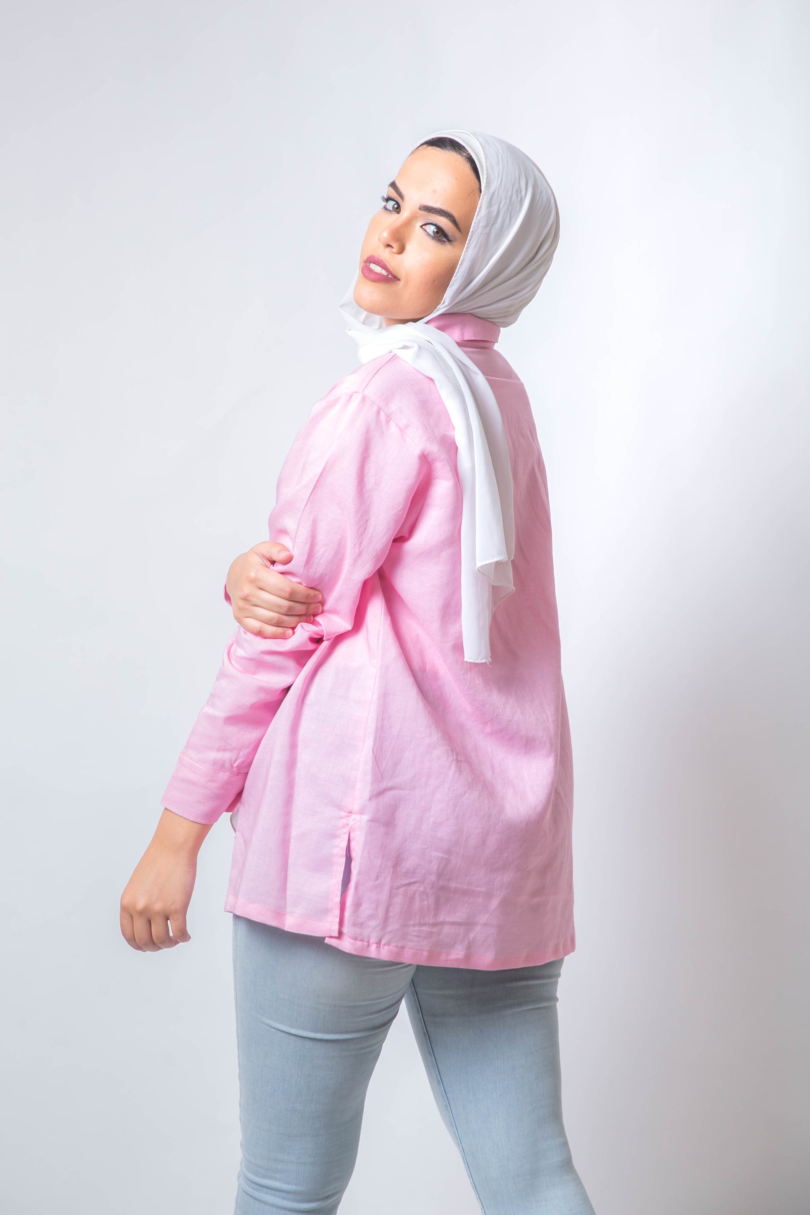 The Rosa Basic Linen Chemise - Pink