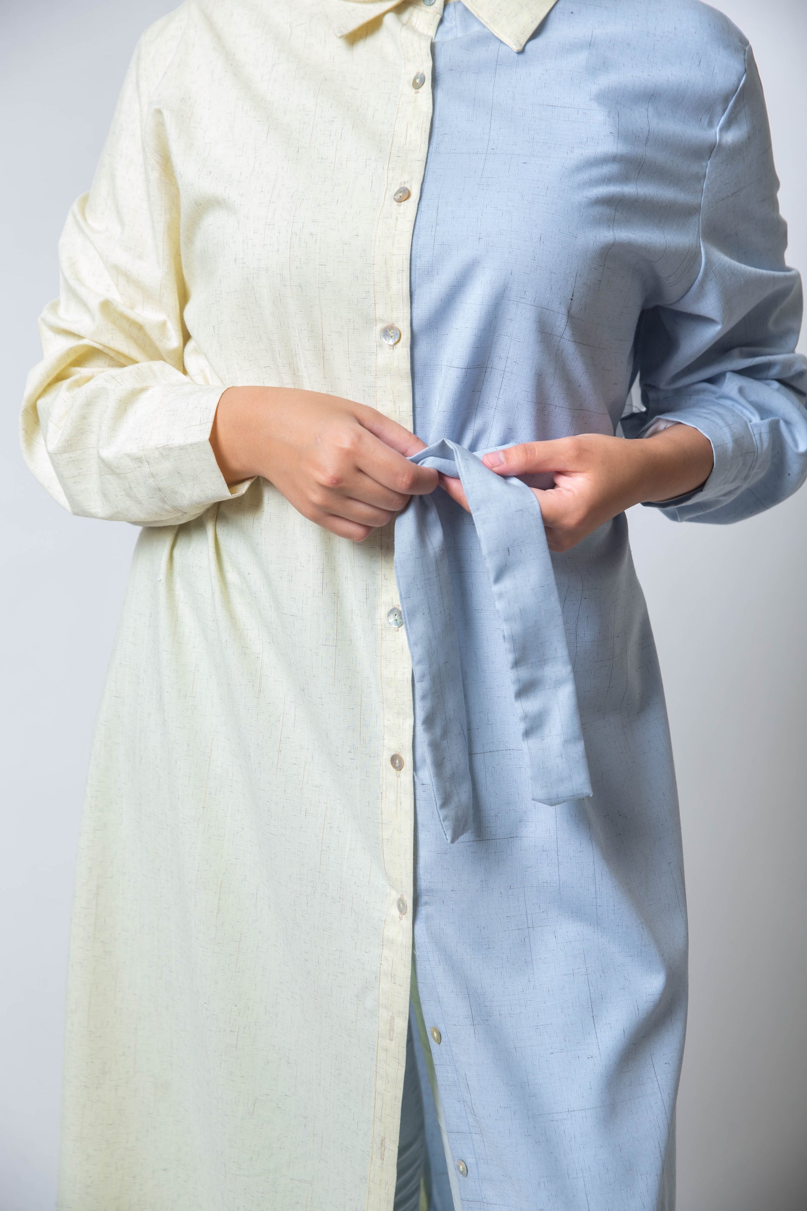 The Pastel Split Shirt Dress - Lemon