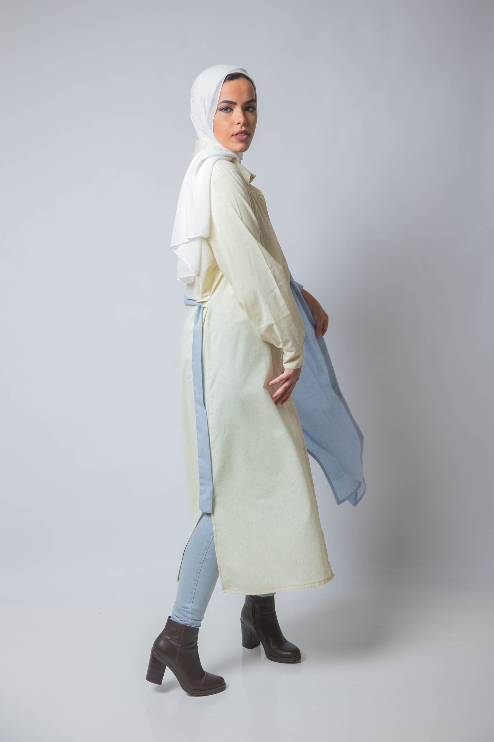 The Pastel Split Shirt Dress - Lemon