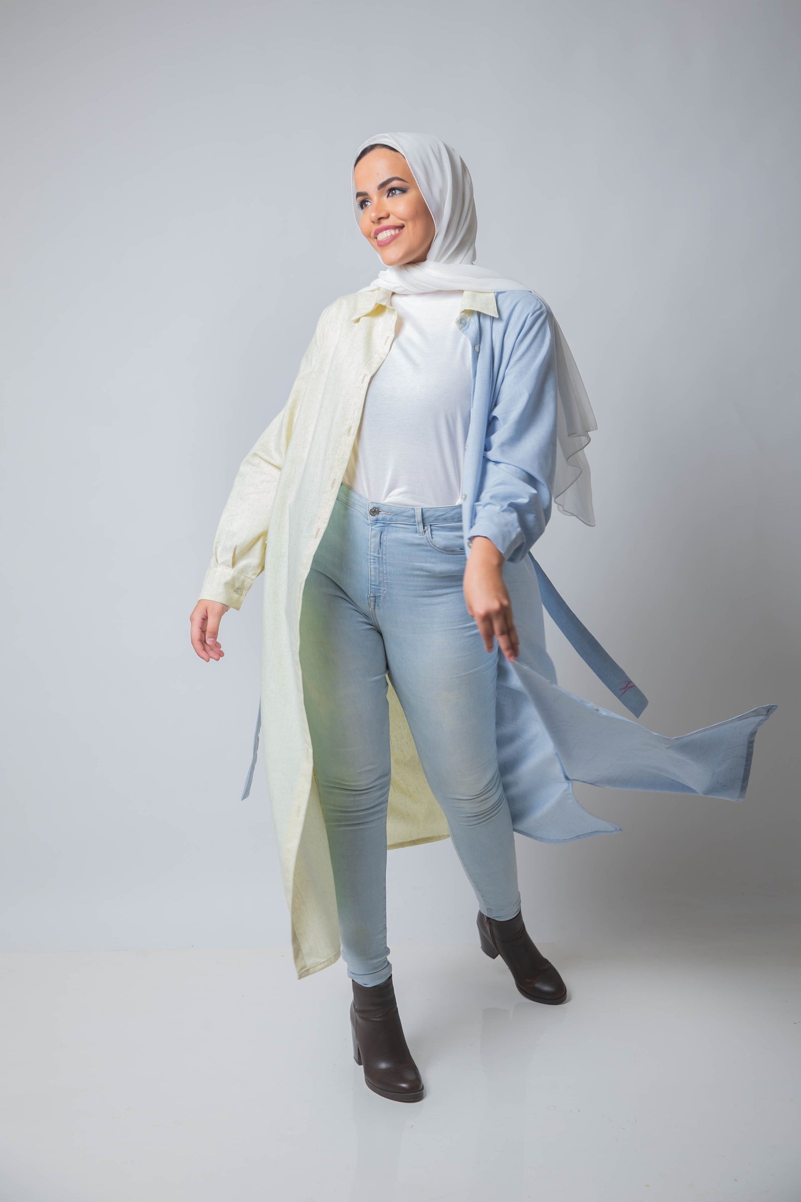 The Pastel Split Shirt Dress - Lemon