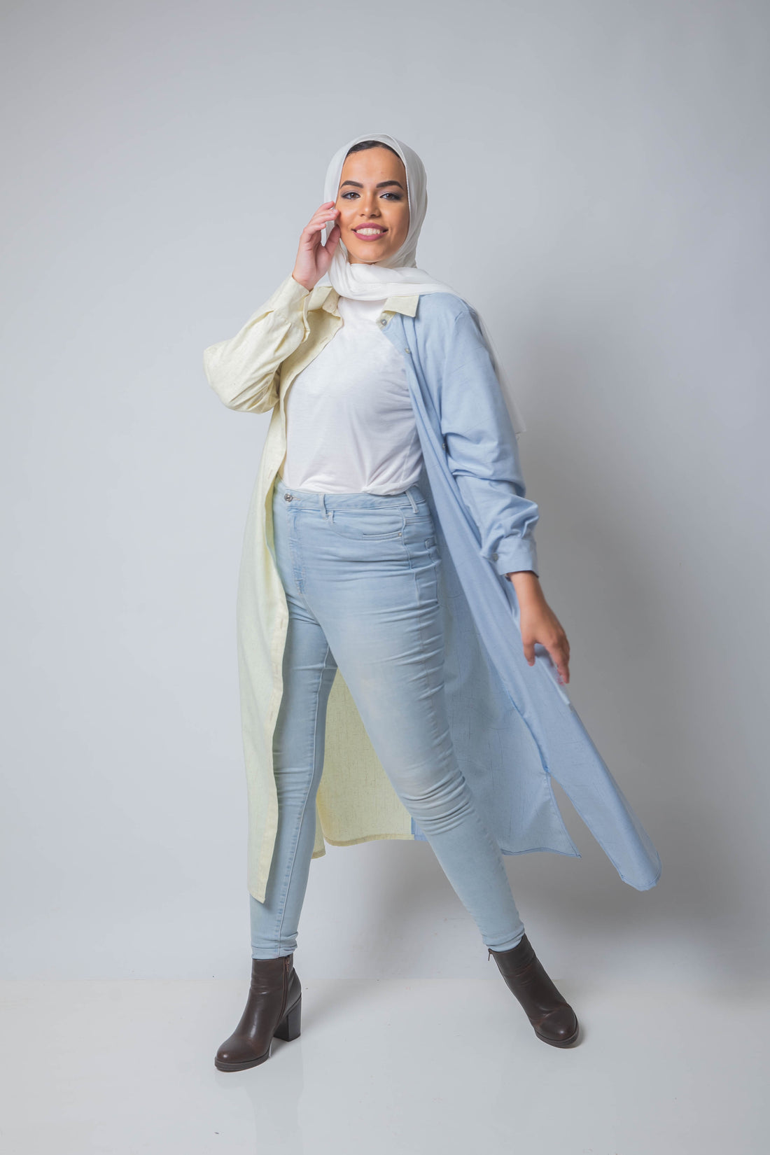 The Pastel Split Shirt Dress - Lemon