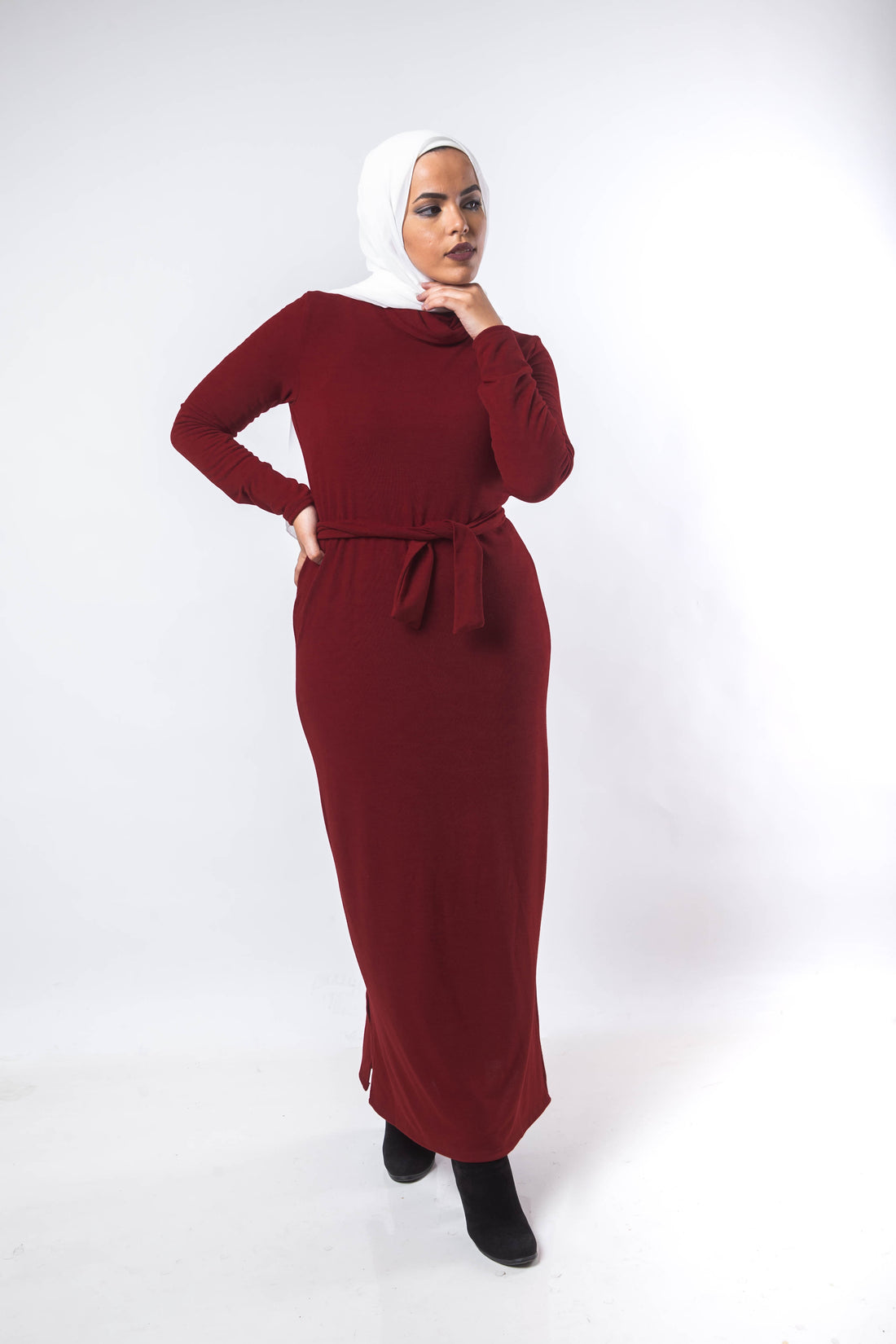 Basic Turtle Dress - Maroon