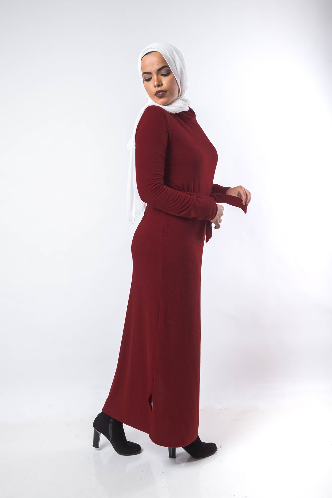 Basic Turtle Dress - Maroon