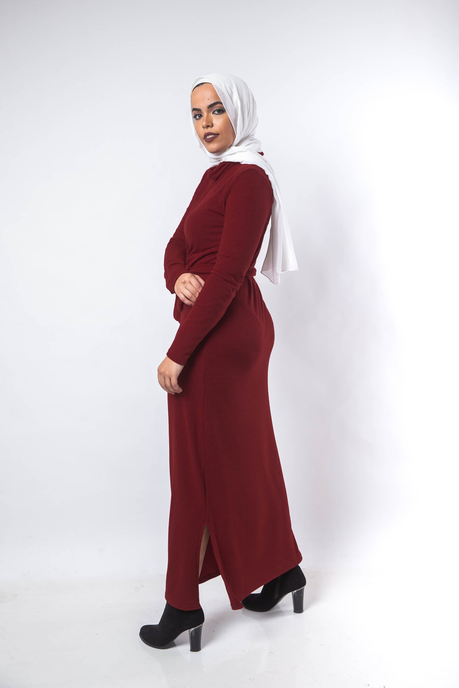 Basic Turtle Dress - Maroon