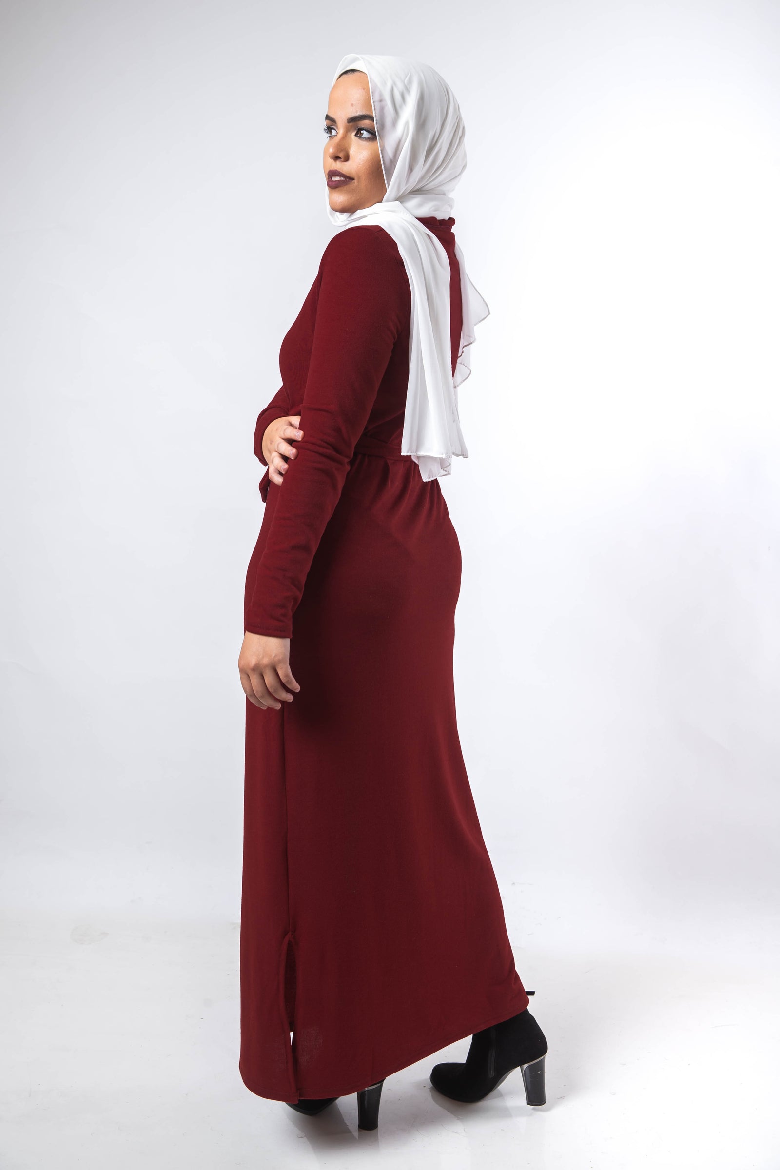 Basic Turtle Dress - Maroon
