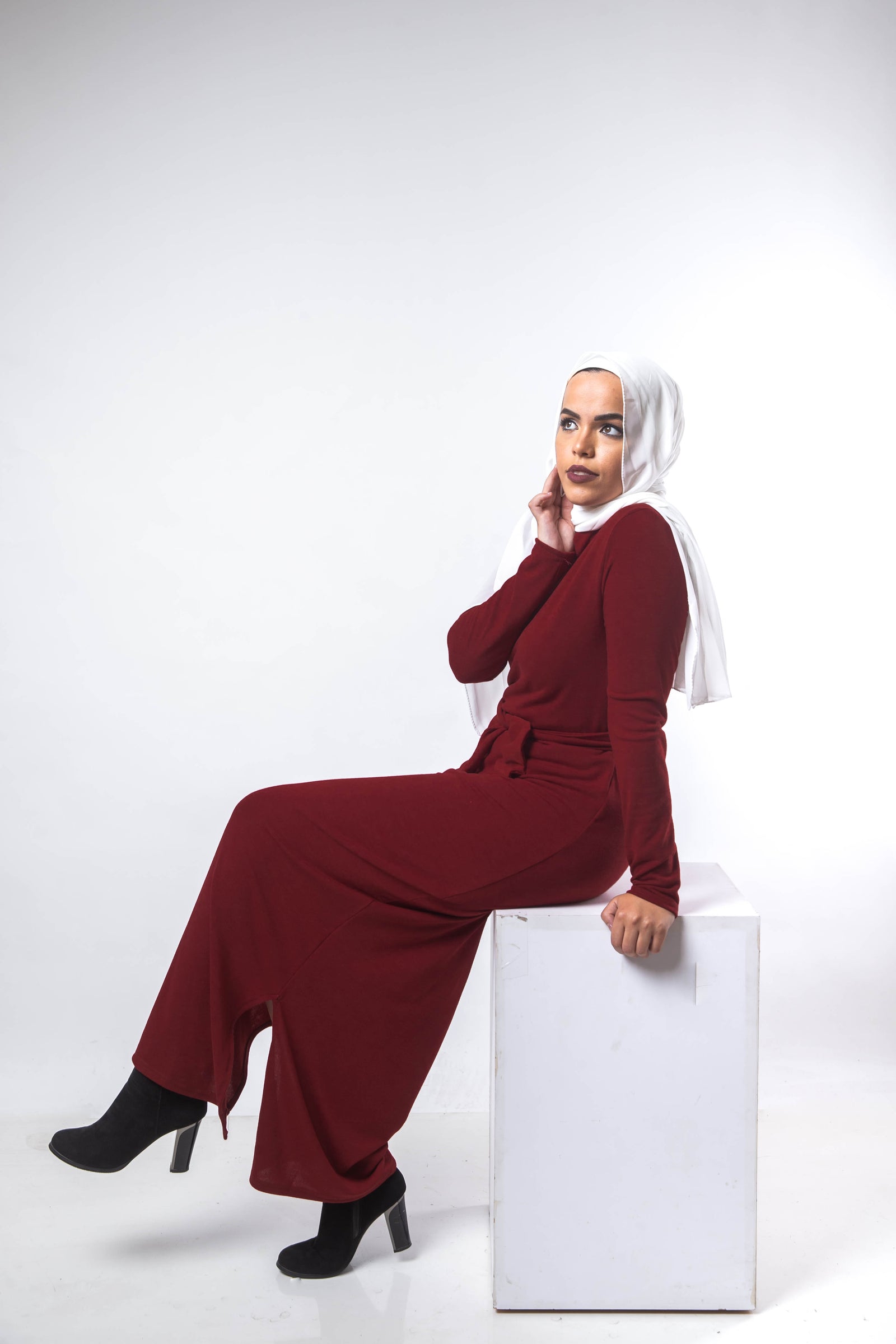 Basic Turtle Dress - Maroon
