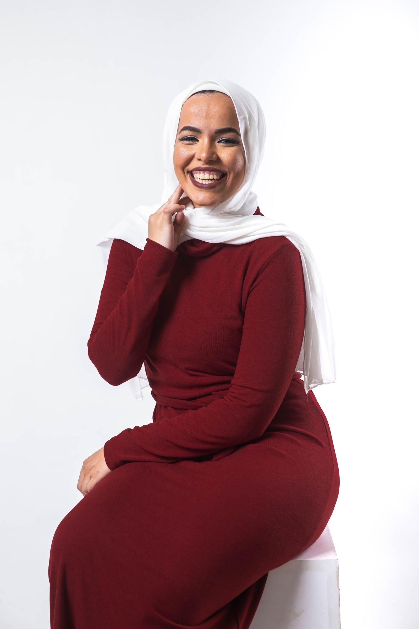 Basic Turtle Dress - Maroon