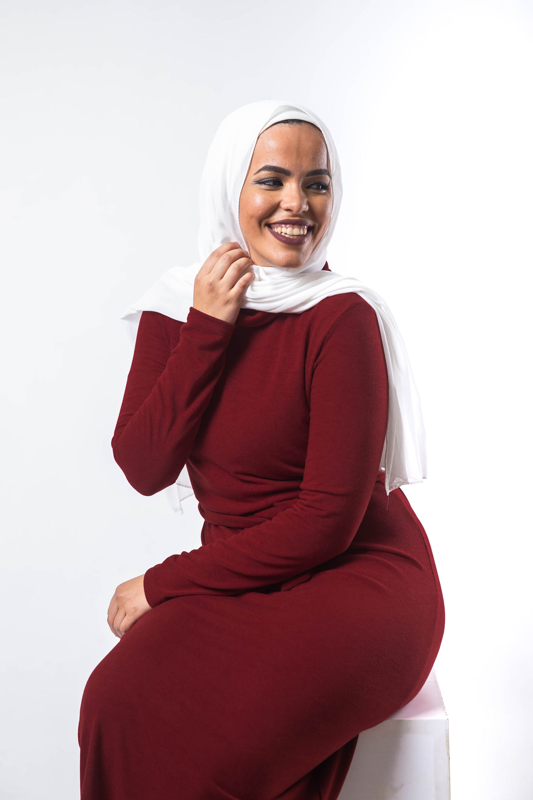Basic Turtle Dress - Maroon