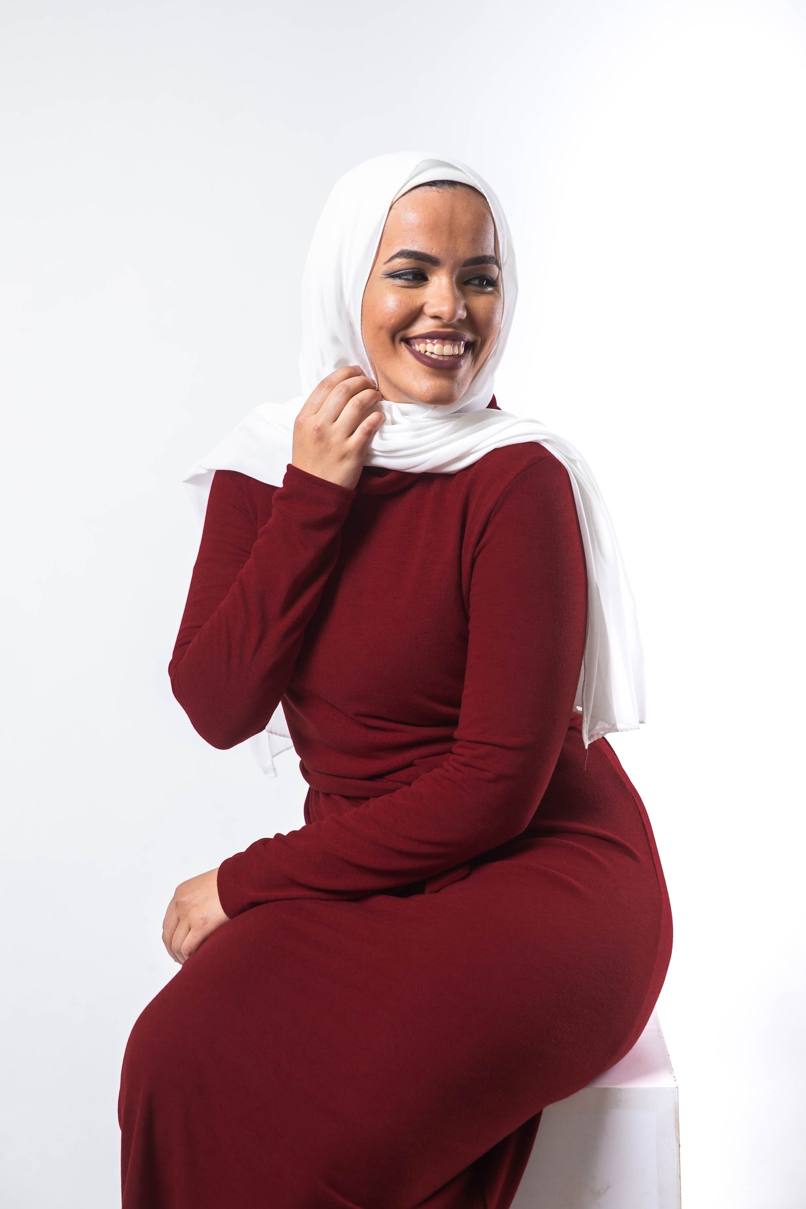 Basic Turtle Dress - Maroon