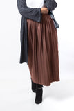 Leather Pleats Skirt - Brown