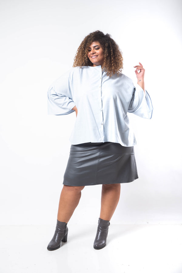 Open Front Kimono Blouse - Baby Blue