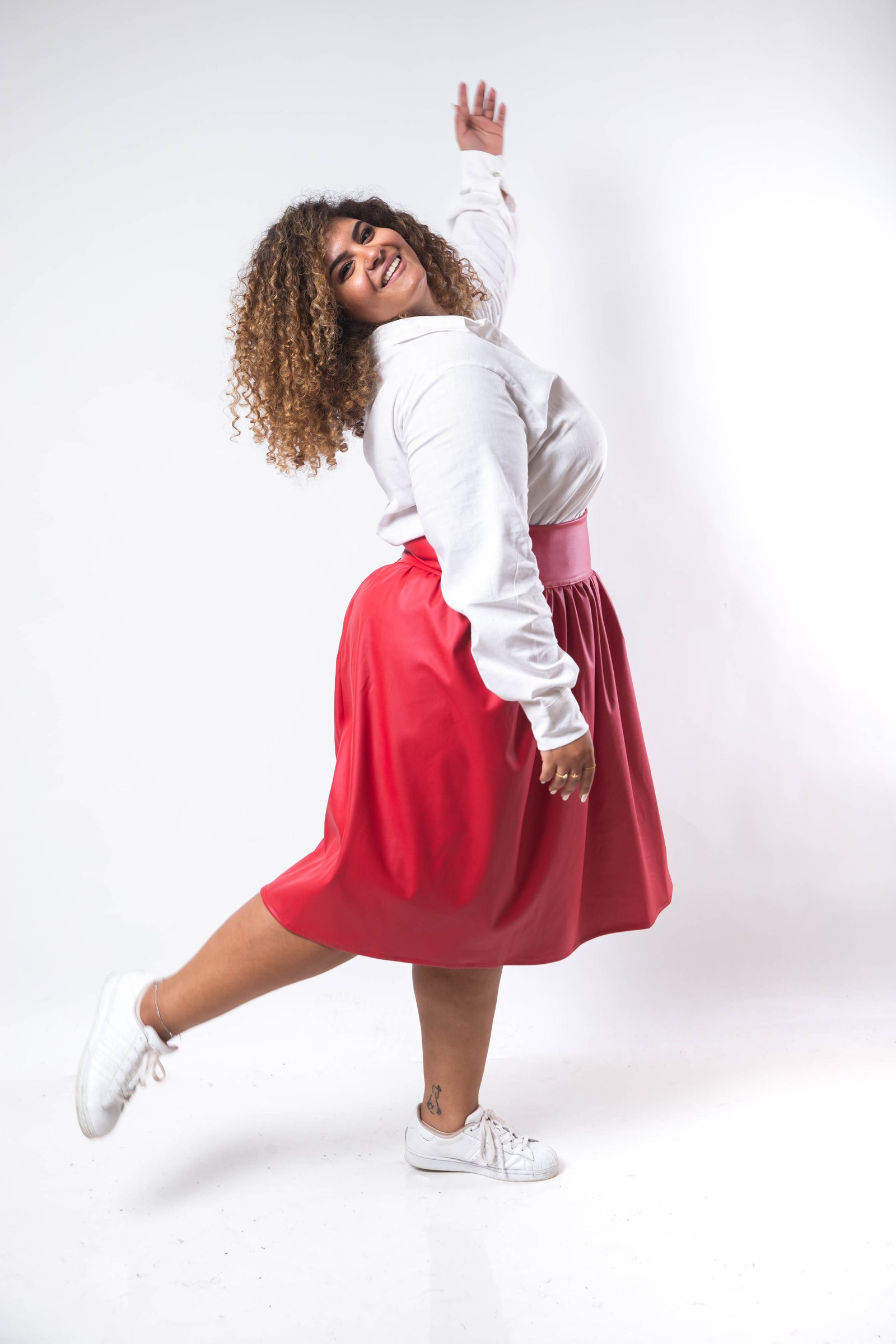 Eva Red Leather Skirt - Red