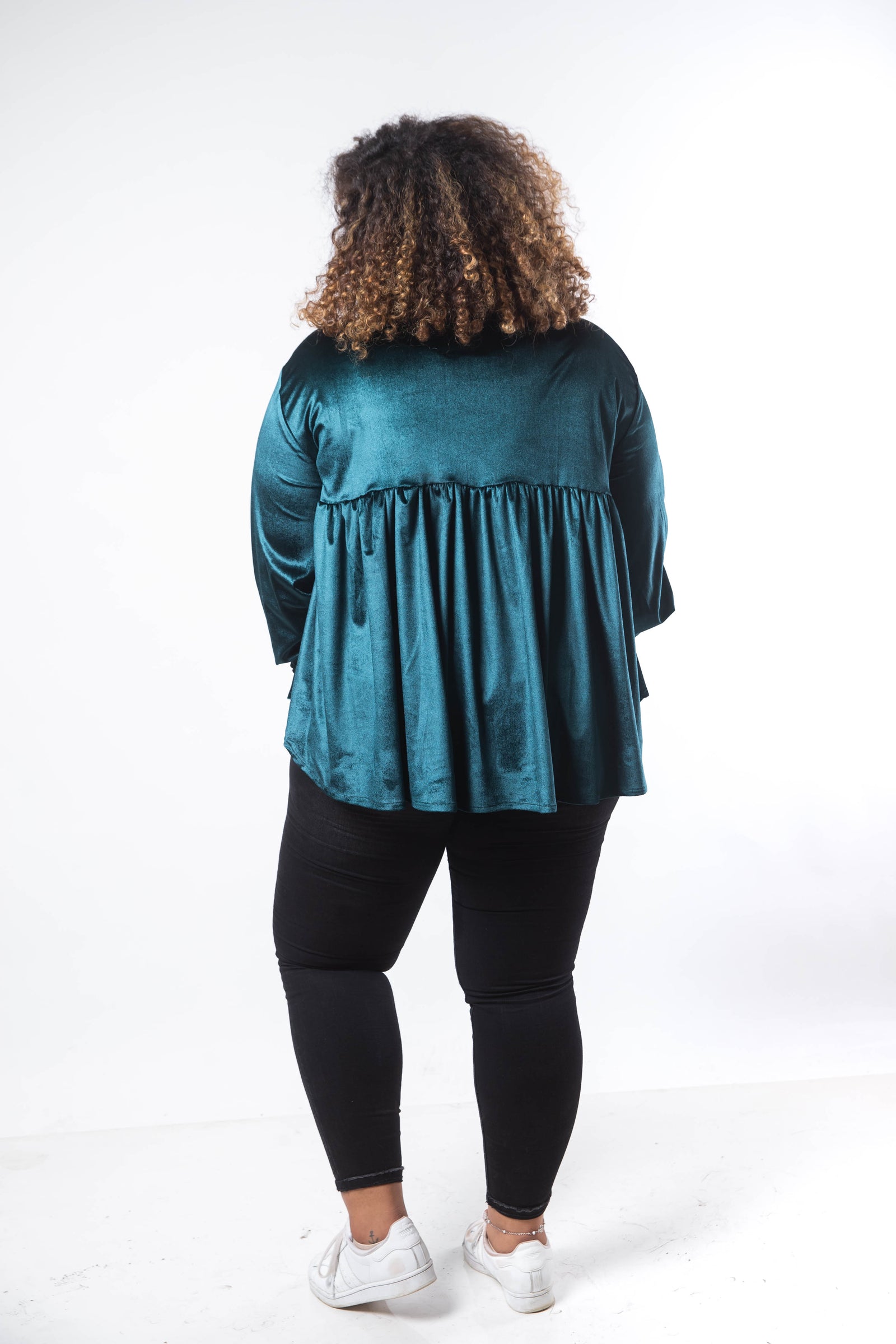 Leila Velvet Blouse - Emerald Green