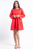 The Layered Linen Dress - Red