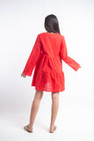 The Layered Linen Dress - Red