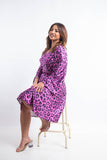 Latina Wrap Silk Dress - Purple