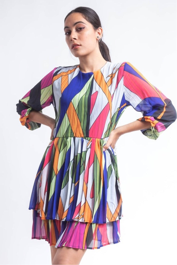 The coloured field chiffon dress