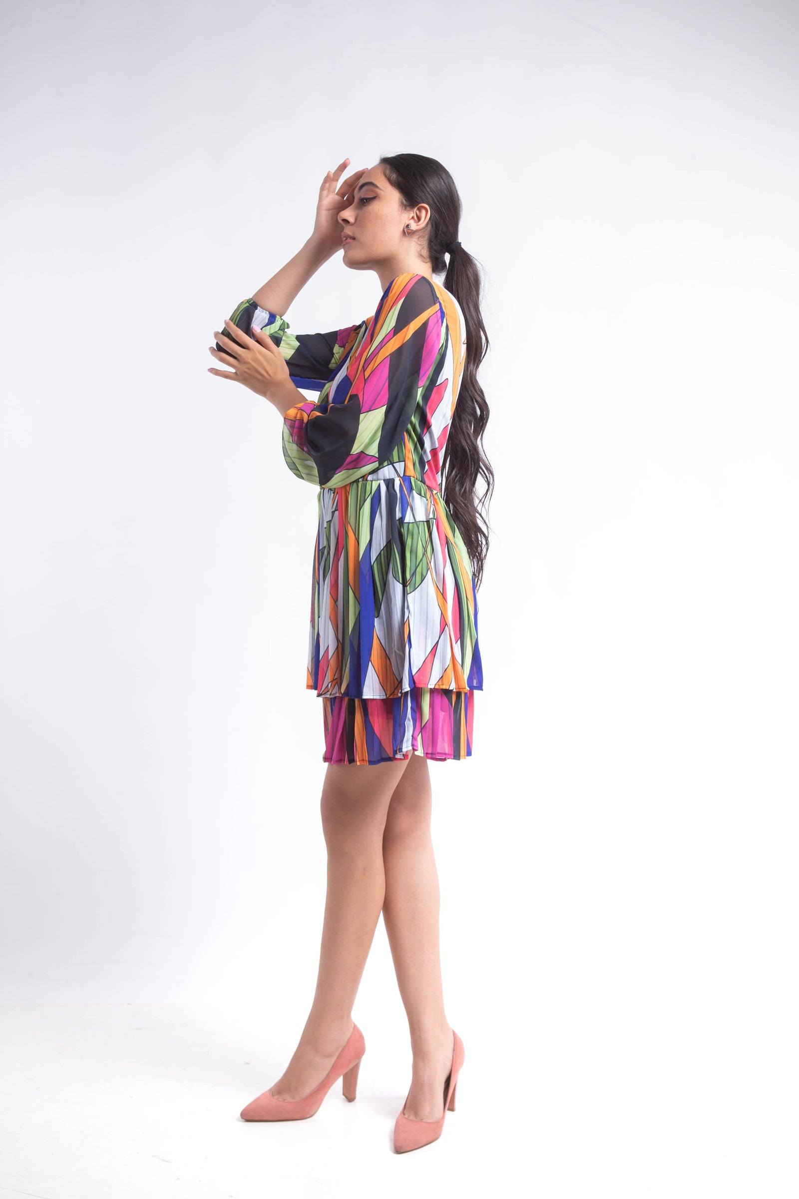 The coloured field chiffon dress