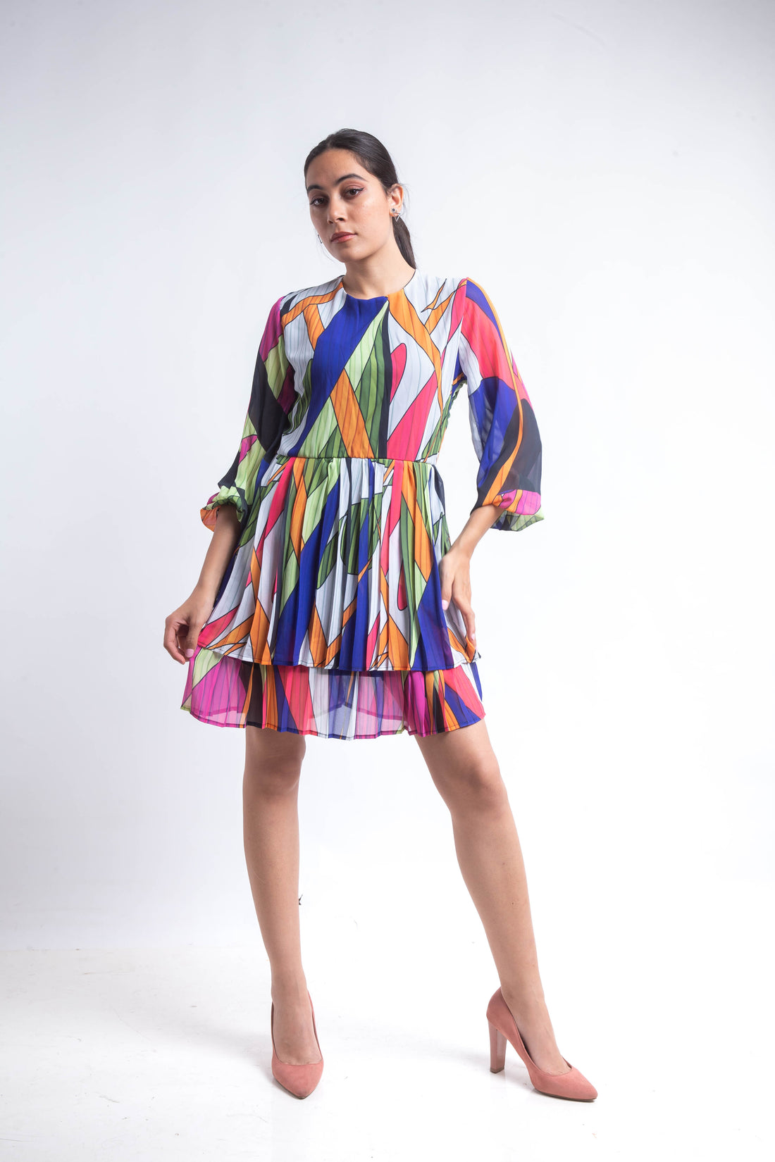 The coloured field chiffon dress