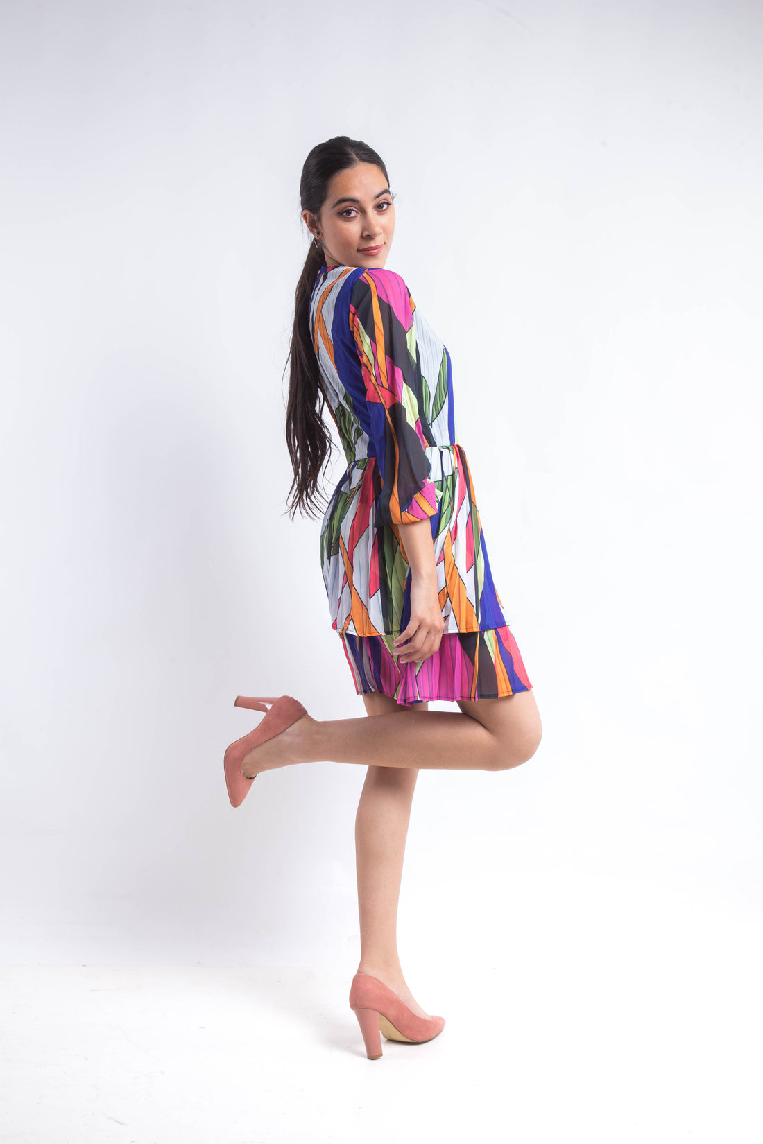 The coloured field chiffon dress