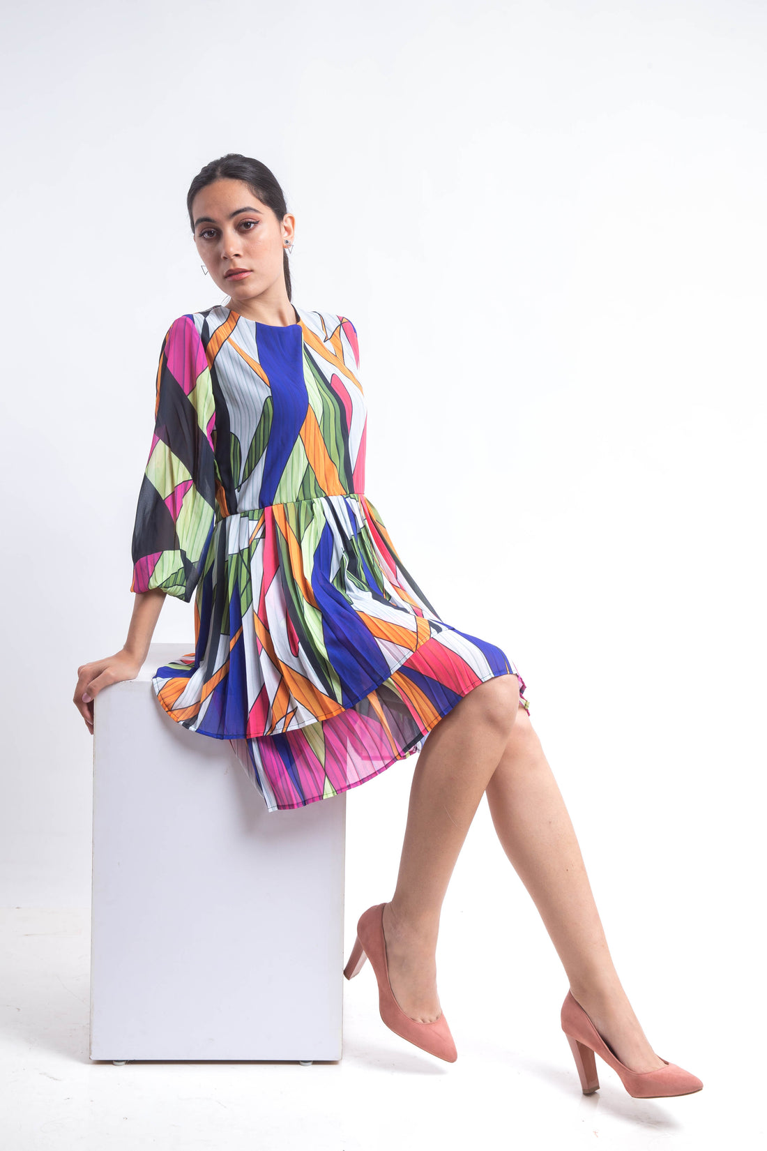 The coloured field chiffon dress