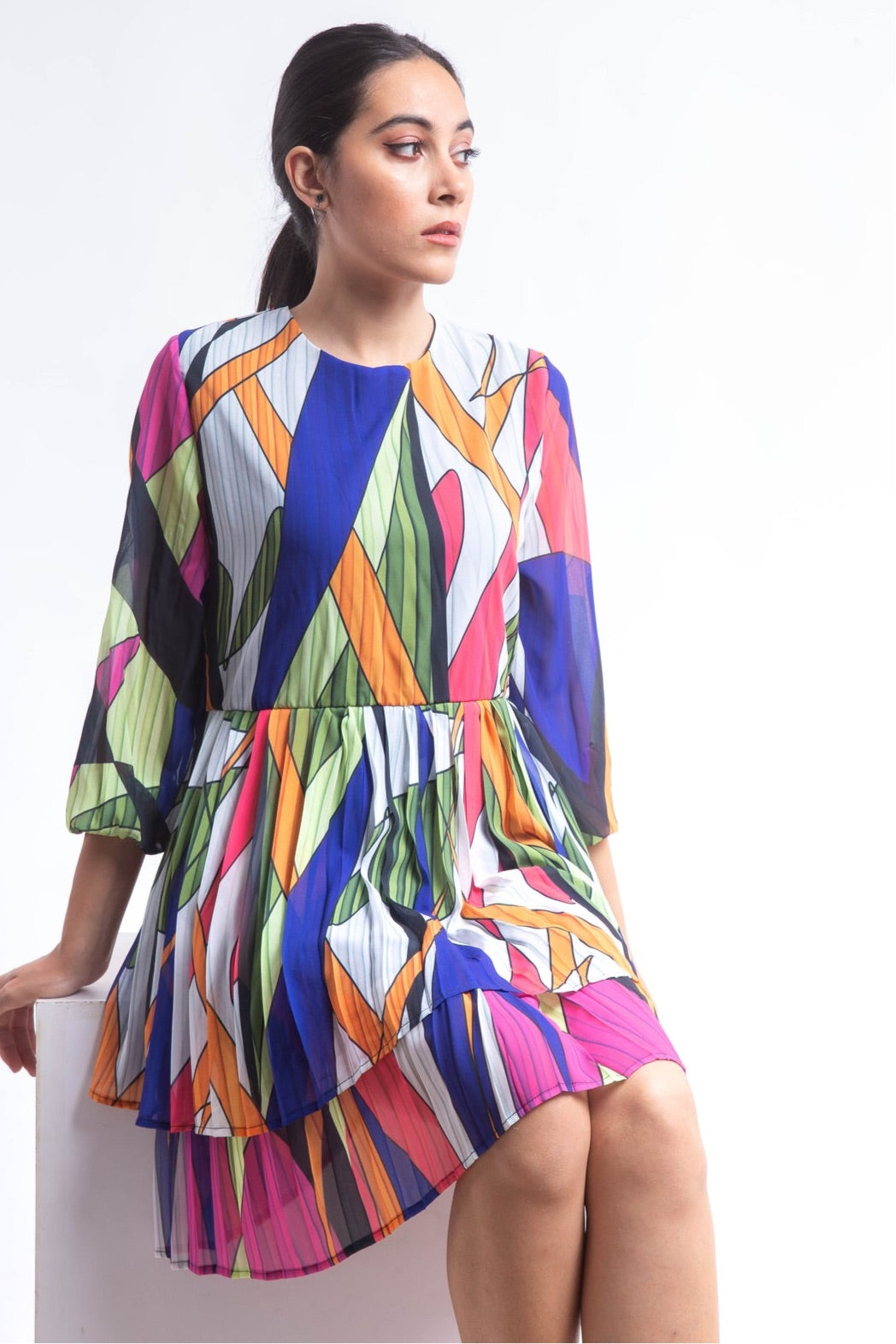 The coloured field chiffon dress