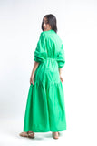 Tiered Poplin Maxi Dress - Green