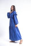 Tiered Poplin Maxi Dress - Blue
