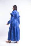 Tiered Poplin Maxi Dress - Blue